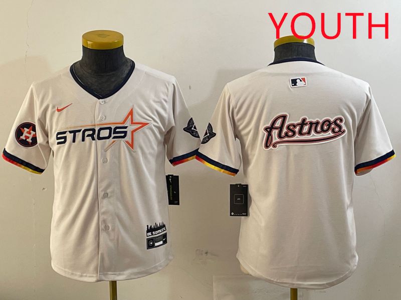Youth Houston Astros Blank Cream three generations Joint Name 2025 Nike MLB Jersey style 41416